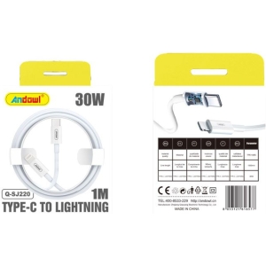 Andowl Καλώδιο φόρτισης USB 1 μέτρων Type-C σε Lightning 30W Q-SJ220- USB Data Cable