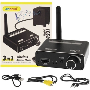 Andowl Bluetooth 5.0 Receiver με θύρα εξόδου USB Q-T231 - 3in1 Wireless Receiver Player