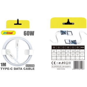 Alternative view of Andowl Q-SJ230 Καλώδιο γρήγορης φόρτισης TypeC 60W PD 1m Λευκό - Data Cable