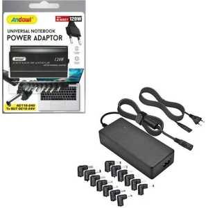 Andowl Universal Φορτιστής Laptop 120W με Αποσπώμενο Καλώδιο Τροφοδοσίας και με σετ βυσμάτων Q-A007 - Universal Notebook Power Adaptor