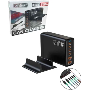 Andowl Βάση Φόρτισης GaN με 2 Θύρες USB-A και 4 Θύρες USB-C 200W Power Delivery / Quick Charge 3.0 Q-CD787 - Gan Charger
