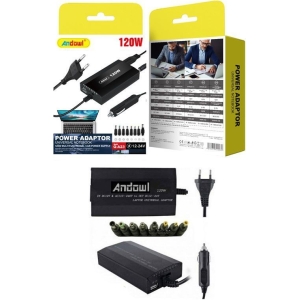 Andowl Universal Φορτιστής Laptop 120W 24V με Αποσπώμενο Καλώδιο Τροφοδοσίας και με σετ βυσμάτων Q-A23 - Power Adaptor