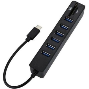 Alternative view of Andowl USB 3.0 Hub 8 Θυρών με σύνδεση USB-C Q-HU300B - Card Reader