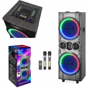 Φορητό ηχείο με 2 μικρόφωνα 12"*2 P.M.P.O. 30000W MT-1287 - Portable stage performance bluetooth trolley speaker