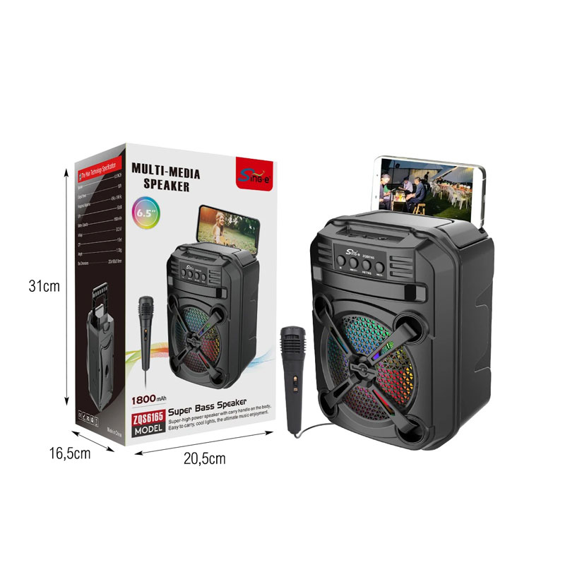 Sing-e Φορητό Ηχείο Karaoke Bluetooth 10W Με Μικρόφωνο ZQS6166 - Multi-Media Speaker - Image 2