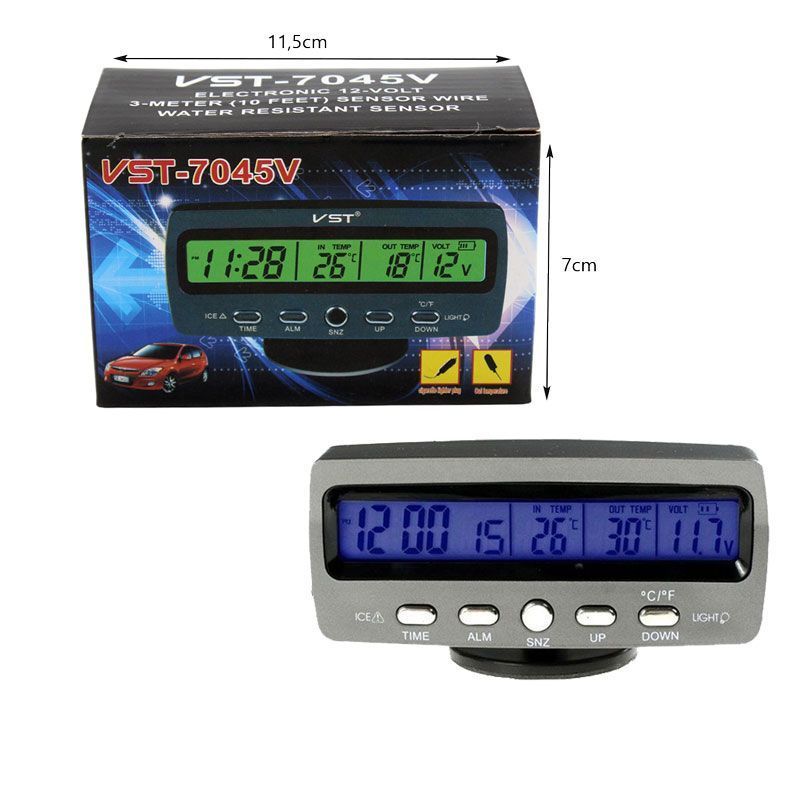 Ψηφιακό Βολτόμετρο / Θερμόμετρο / Ρολόι Αυτοκινήτου VST-7045V - Clock / Voltage Meter/ Thermometer - Image 3