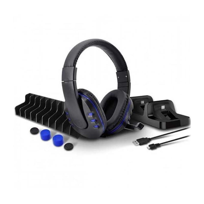 DOBE Σετ 5in1 PS4 με ακουστικά, βάση φόρτισης τηλεχειριστηρίων - 5in1 Game Pack for P-4 Series - Image 2