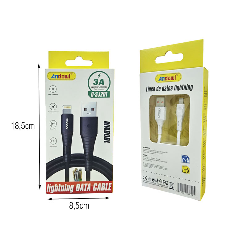 Andowl Καλώδιο Φόρτισης USB σε Lightning 3A 1m Q-SJ201 - Data Cable - Image 2