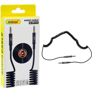Andowl Καλώδιο Ήχου 3.5mm Jack Αρσενικό σε 3.5mm Jack Αρσενικό Σπιράλ Μαύρο 2m Q-YP111 - Audio Cable
