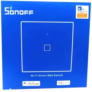 Alternative view of Sonoff TX T0 Χωνευτός Διακόπτης Τοίχου Wi-Fi για Έλεγχο Φωτισμού με Πλαίσιο και Ένα Πλήκτρο Αφής Φωτιζόμενος Λευκός – Google Home, Alexa