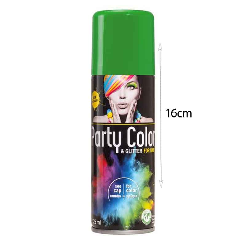 Αποκριάτικο Σπρέι Μαλλιών Πράσινο - 125ml - Party Color & Glitter For Hair - Image 2