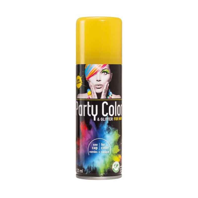 Αποκριάτικο Σπρέι Μαλλιών Κίτρινο - 125ml- Party Color & Glitter For Hair