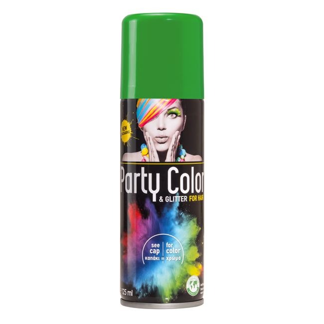Αποκριάτικο Σπρέι Μαλλιών Πράσινο - 125ml - Party Color & Glitter For Hair