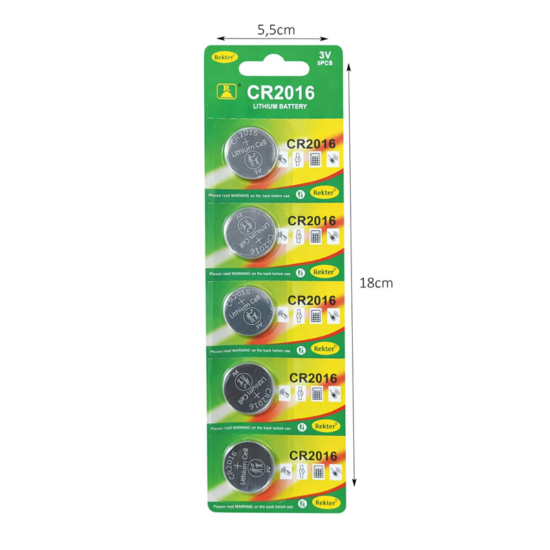 Μπαταρίες Λιθίου CR2016 3V Σετ 5 Τεμαχίων - CR2016 3V Lithium Batteries 5 Pack - Image 2