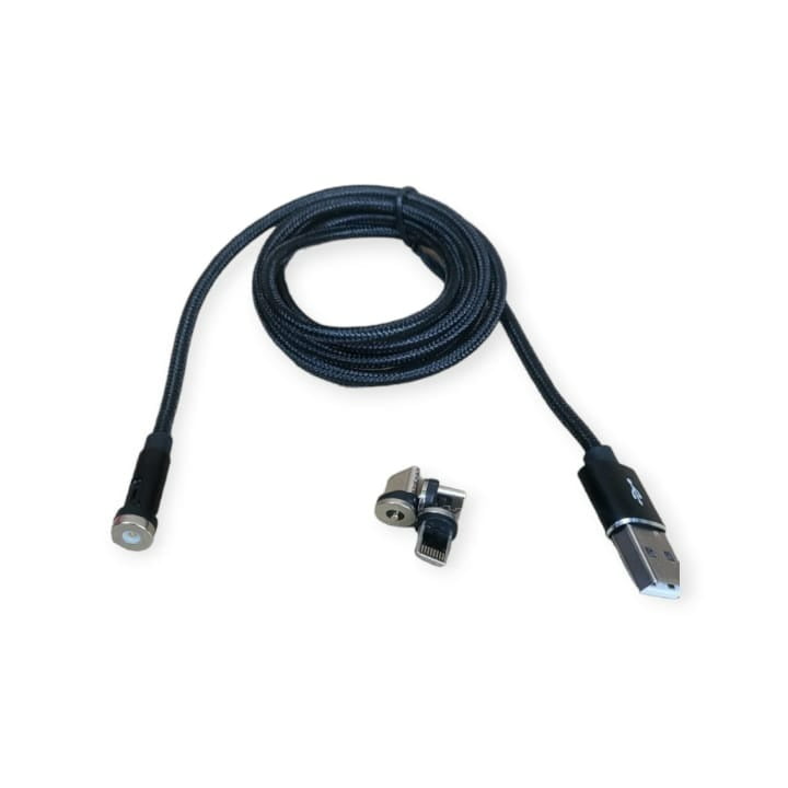 Treqa CA-847 Μαγνητικό Καλώδιο Φόρτισης 3.4A 180° 3 σε 1 Lightning - USB-C - MicroUSB 1m - Magnetic 3 in 1 Cable Type C. Lighting And V8 3.4A - Image 4