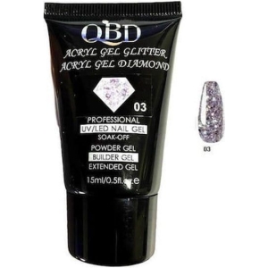 QBD Ακρυλικό τζελ χτισίματος νυχιών #03 - Diamond Acrylic gel glitter UV/LED Nail gel