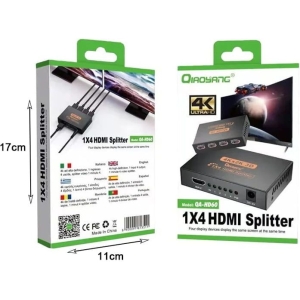 Alternative view of Qiaoyang HDMI splitter 1x4 Διαχωριστής σήματος από 1 είσοδο σε 4 εξόδους QA-HD60