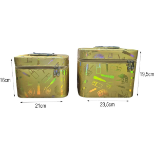 Alternative view of Σετ Βαλιτσάκια Καλλυντικών 2 Τεμαχίων Μεταλλιζέ – Makeup Cosmetic Cases Set 2pcs Metallic