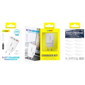 Andowl Γρήγορος φορτιστής κινητού με καλώδιο QC 3.0 PD 65W με Διπλή Έξοδο USB-C & USB-A Q-CD55 -Mobile charger Q-CD55
