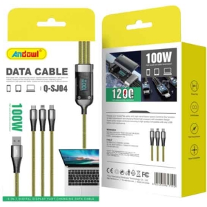 Andowl Καλώδιο δεδομένων 100w Usb-a Micro, Type-c, Lightning Q-SJ04 - Data Cable