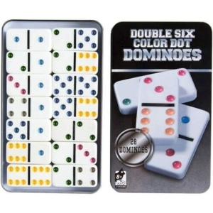 Έγχρωμο Ντόμινο σε Μεταλλικό κουτί 28 τεμ. – Double six color dot dominoes