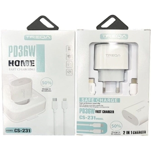 Treqa 2 σε 1 Φορτιστής Κινητού και καλώδιο δεδομένων για Lightning-IOS και Type-C PD36W CS-231 - Data cables