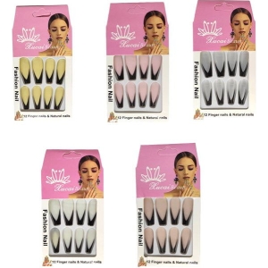 Αυτοκόλλητα νύχια σε διάφορα σχέδια 12τμχ - Press-on fake nails