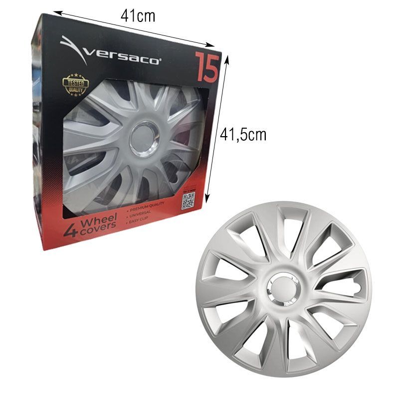 Versaco Σετ Τάσια Αυτοκινήτου 4τμχ 15" Ασημί - Wheel Covers - Image 2