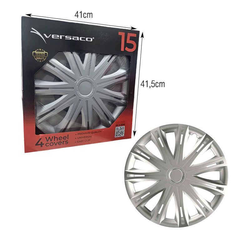 Versaco Σετ Τάσια Αυτοκινήτου 4τμχ 15" Ασημί - Wheel Covers - Image 2