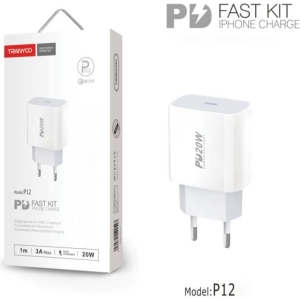 Tranyoo φορτιστής type-C σε lighting 20W 3A 1m P12-l - Fast charger