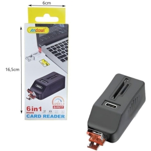 Alternative view of Andowl Αναγνώστης καρτών 6 σε 1 Q-HU17 - Card Reader USB 3.0