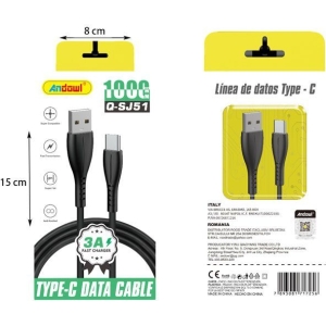 Alternative view of Andowl Καλώδιο δεδομένων USB σε Type-c 3A 1M Q-SJ51 - Data Cable