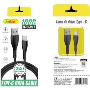 Andowl Καλώδιο δεδομένων USB σε Type-c 3A 1M Q-SJ51 - Data Cable