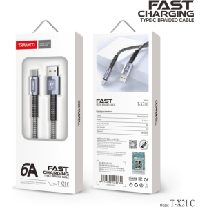 Tranyoo Καλώδιο δεδομένων type-C 6A 1m T-X21C - Fast charger cable