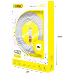 Alternative view of Andowl Καλώδιο μεταφοράς δεδομένων USB 2.0 2m Lightning QY-C067C - Data Cable