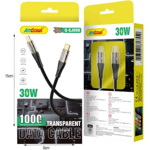 Alternative view of Andowl Καλώδιο δεδομένων TypeC σε TypeC 1m 30W Q-SJ990 - Data Cable