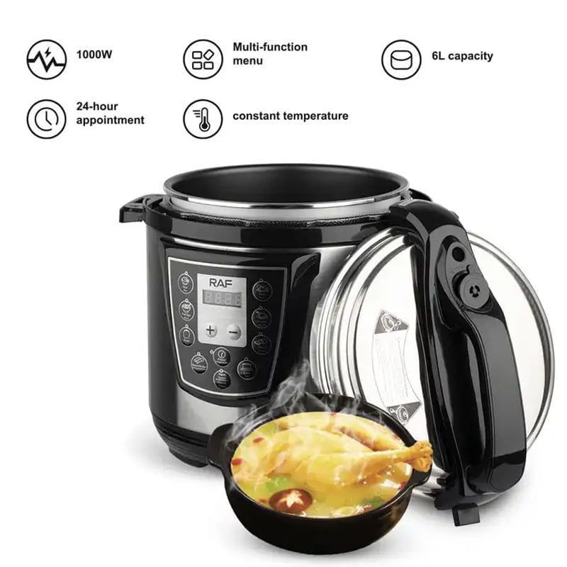 RAF Ηλεκτρικός Πολυμάγειρας 6.0L 1000W R.177 - Electric Pressure Cooker - Image 3