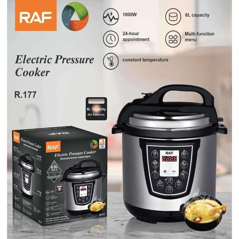 RAF Ηλεκτρικός Πολυμάγειρας 6.0L 1000W R.177 - Electric Pressure Cooker - Image 6