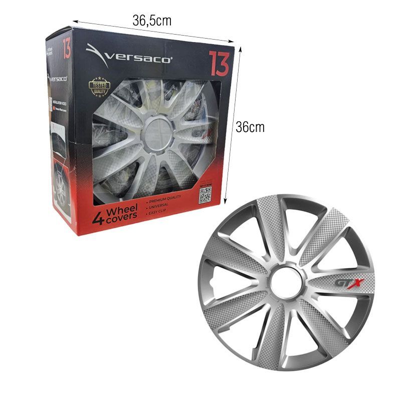 Versaco Σετ Τάσια Αυτοκινήτου 4τμχ 13" Ασημί - Wheel Covers - Image 2