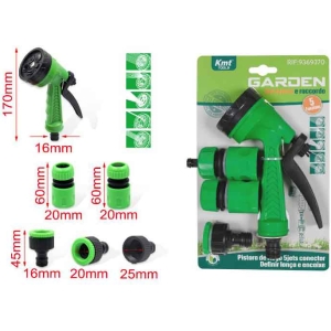KMT Σετ Πιστόλι Ποτίσματος με 5 Λειτουργίες Ψεκασμού και Ανταλλακτικά Ρακόρ- Garden sprinklers