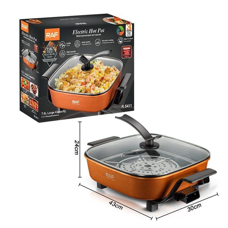 RAF Ηλεκτρικό τηγάνι με αντικολλητική επίστρωση 7.0L 1350W R.5411 - Electric Hot Pot - Image 3