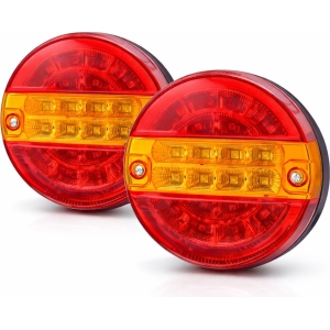 Στρογγυλά LED Πίσω Φανάρια 12V Φορτηγού – Σετ 2 Τεμαχίων – Στοπ / Φλας