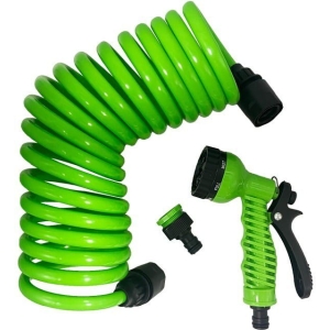 Jiageng Λάστιχο κήπου σπιράλ 5Μ με πιστόλι πολλαπλών λειτουργιών