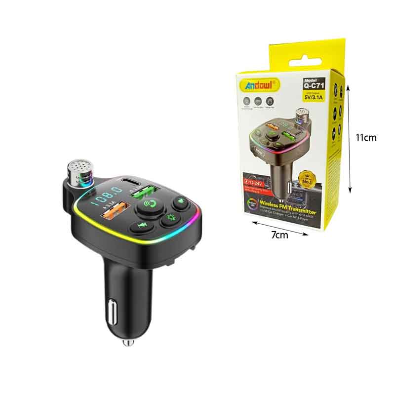 Andowl Πομπός αυτοκινήτου φορτιστής FM Transmitter Q-C71 – Car FM Transmitter - Image 5