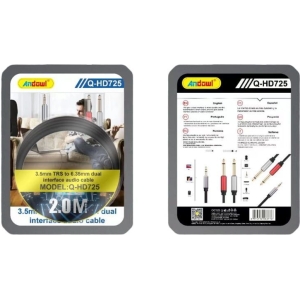 Andowl Καλώδιο ήχου 3.5mm TRS σε 6.35mm 2.0M - Dual interface audio cable Q-HD725