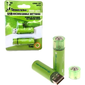 Επαναφορτιζόμενη μπαταρία USB Λιθίου Νi-AA 1.5V - 2000mAh - 2 τεμάχια - USB Rechargeable Battery