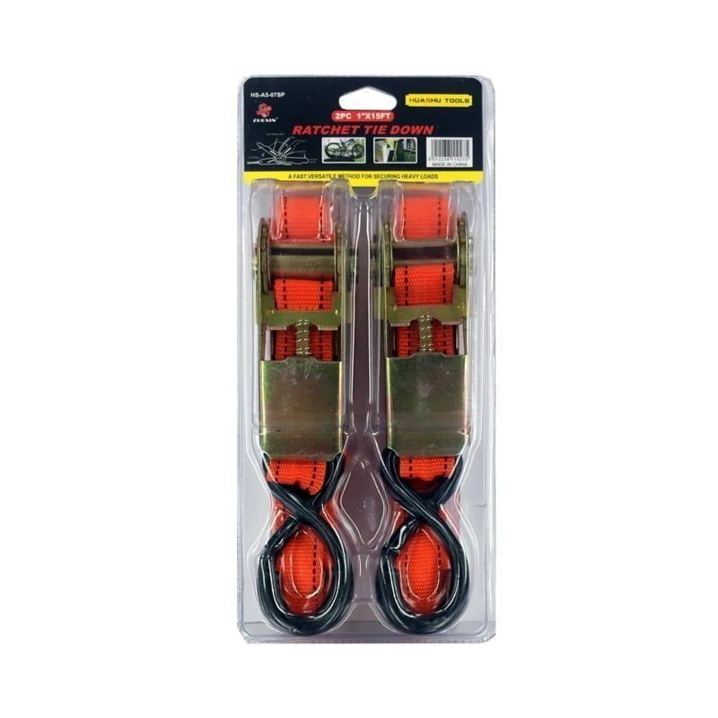 Zhexin Ιμάντας φορτίων 2τεμ 1" x 15FT - Λουριά για στερέωση φορτίου HS-A5-07SP - Ratchet tie