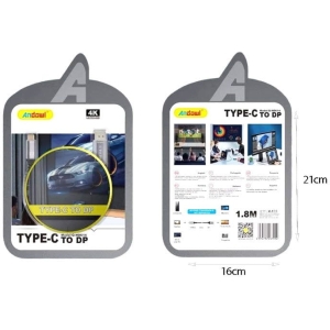 Alternative view of Andowl Καλώδιο Type-C σε DP 2M 4K Ultra HD- Type-C to DP Q-HD614