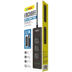 Andowl Πολύπριζο 3 Θέσεων + 2 USB Θύρες με Διακόπτη Q-PX300 - Socket