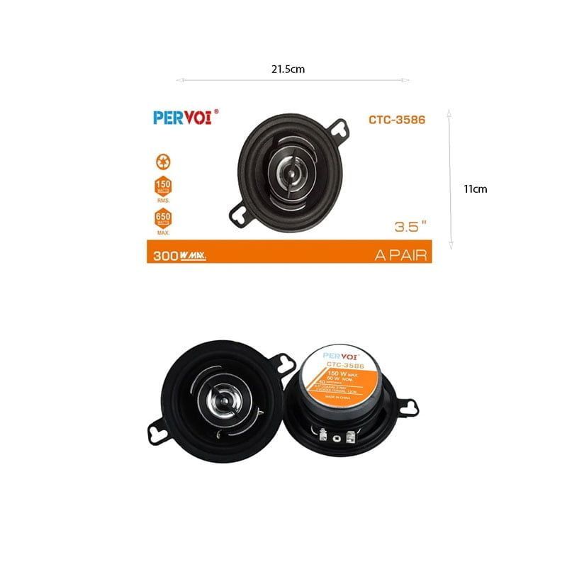 PerVoi Ηχείο Αυτοκινήτου 3.5" 300W CTC-3586 2τμχ - Midrange speaker - Image 4